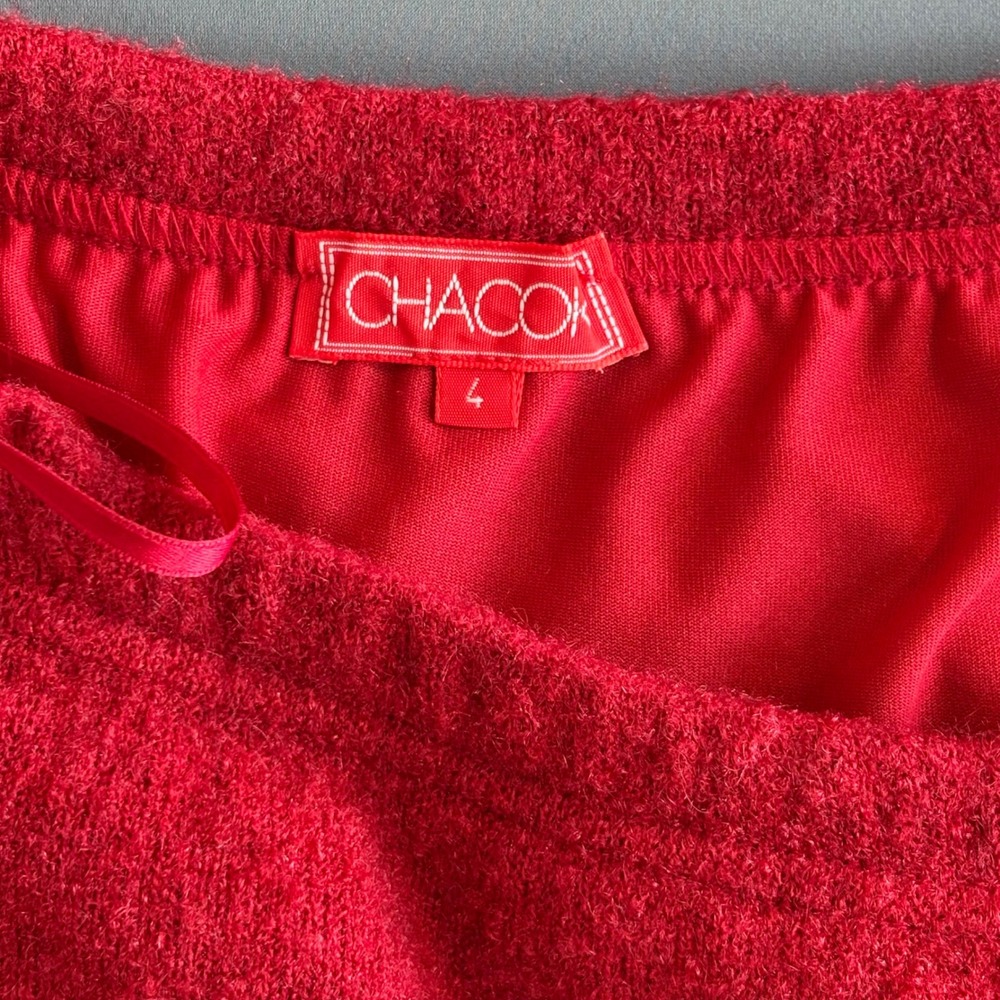 1980s Chacok Mohair Knit Maxi Skirt | Size 4 30" | Burgundy Purple Trim Vintage - Picture 9 of 11
